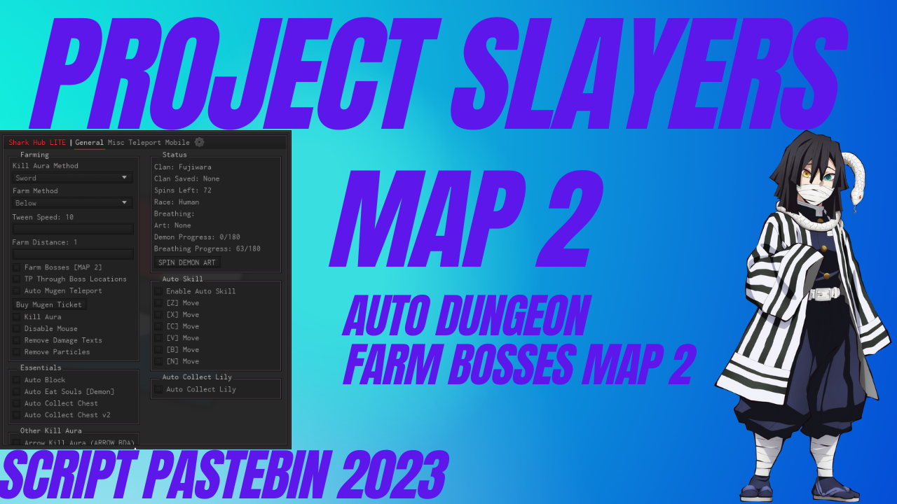 Project Slayers 1.5 | Map 2 Auto Farm Bosses | Auto Dungeon Farm | Shark Hub Lite